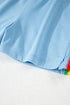 Collared Short Sleeve Patchwork Applique Two Piece Short Set