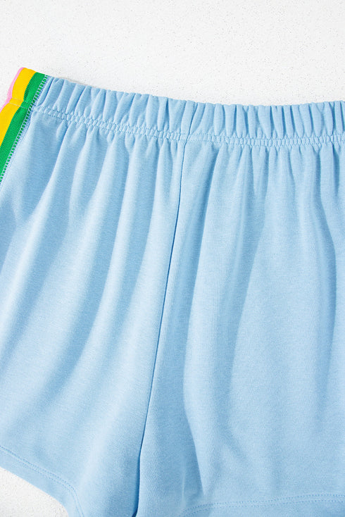 Collared Short Sleeve Patchwork Applique Two Piece Short Set