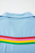 Collared Short Sleeve Patchwork Applique Two Piece Short Set