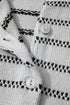 Collared Striped Pointelle Knit Button Front Cardigan