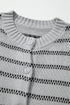 Collared Striped Pointelle Knit Button Front Cardigan