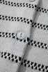 Collared Striped Pointelle Knit Button Front Cardigan