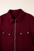 Collared Tab Sleeve Zip Up Flap Detail Casual Jacket