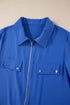 Collared Tab Sleeve Zip Up Flap Detail Casual Jacket