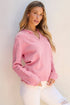 Collared V Neck Floral Detail Textured Sleeve Sweater