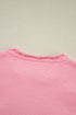 Collared V Neck Floral Detail Textured Sleeve Sweater