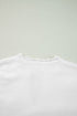 Collared V Neck Floral Detail Textured Sleeve Sweater