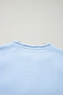 Collared V Neck Floral Detail Textured Sleeve Sweater