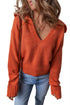 Collared V Neck Relaxed Fit Ribbed Hem Pullover Sweater