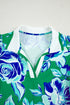 Collared V Neck Ruffled Cap Sleeve Shift Floral Dress
