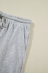 Collared V Neck Tee Drawstring Elastic Waist Short Sets