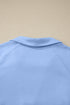 Collared V Neck Tee Drawstring Elastic Waist Short Sets