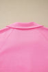 Collared V Neck Tee Drawstring Elastic Waist Short Sets