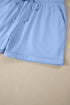 Collared V Neck Tee Drawstring Elastic Waist Short Sets