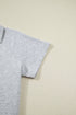 Collared V Neck Tee Drawstring Elastic Waist Short Sets