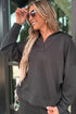 Collared V Neck Wide Leg Sweatshirt Pant Sets