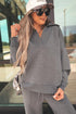 Collared V Neck Wide Leg Sweatshirt Pant Sets