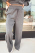 Collared V Neck Wide Leg Sweatshirt Pant Sets