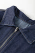 Collared Zip Front Puff Sleeve Denim Mini Dress