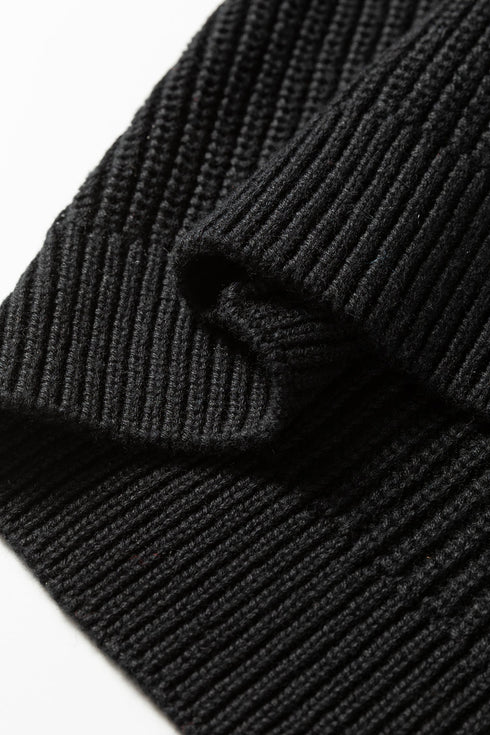 Collegiate Stripe Trim Ribbed V Neck Sweater