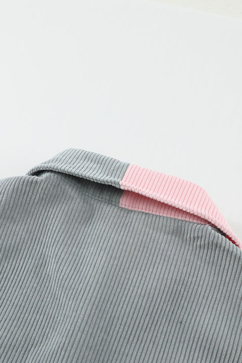 Color Block Button Shirt With Pocket