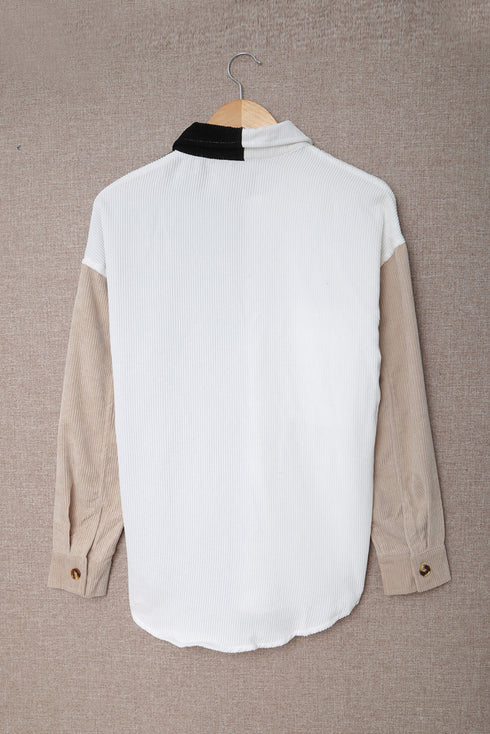Color Block Button Shirt With Pocket