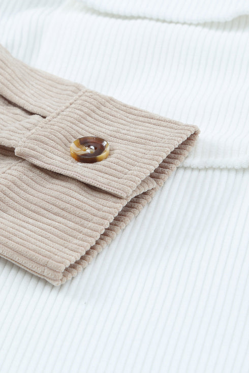 Color Block Button Shirt With Pocket