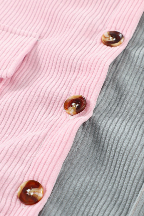 Color Block Button Shirt With Pocket