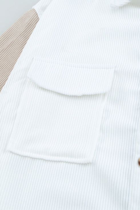 Color Block Button Shirt With Pocket