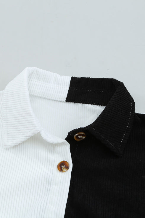 Color Block Button Shirt With Pocket