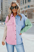 Color Block Button Shirt With Pocket