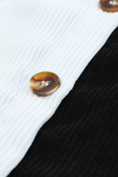 Color Block Button Shirt With Pocket