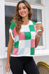 Color Block Cap Sleeve Sweater Tops