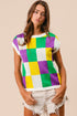 Color Block Cap Sleeve Sweater Tops