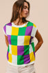 Color Block Cap Sleeve Sweater Tops