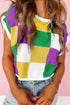 Color Block Cap Sleeve Sweater Tops