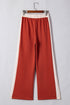 Color Block Drawstring High Waist Wide Leg Pants