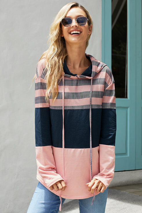 Color Block Drawstring Hoodie