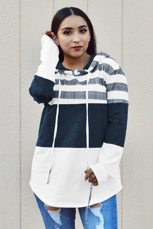 Color Block Drawstring Hoodie