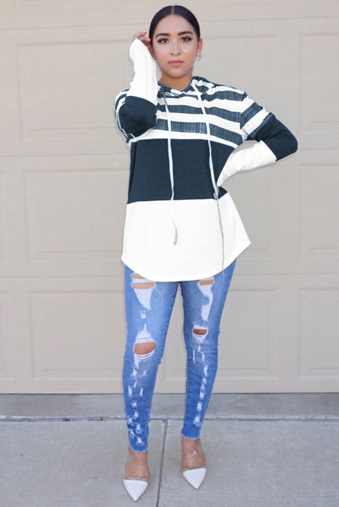 Color Block Drawstring Hoodie