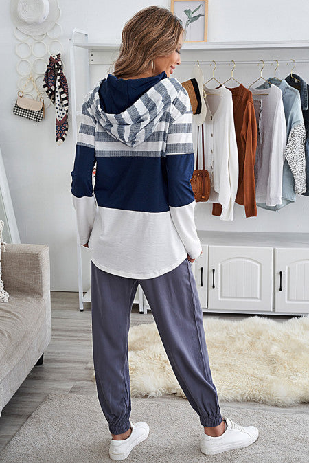 Color Block Drawstring Hoodie