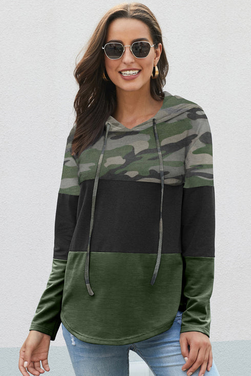 Color Block Drawstring Hoodie