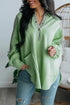 Color Block Exposed Seam Buttoned Neckline Hoodie