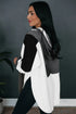Color Block Exposed Seam Buttoned Neckline Hoodie