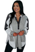 Color Block Exposed Seam Buttoned Neckline Hoodie