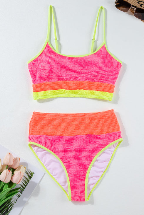 Color Block High Waisted Sexy Bikini Set