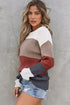 Color Block Knitted O-Neck Pullover Sweater