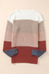 Color Block Knitted O-Neck Pullover Sweater