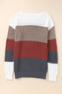 Color Block Knitted O-Neck Pullover Sweater