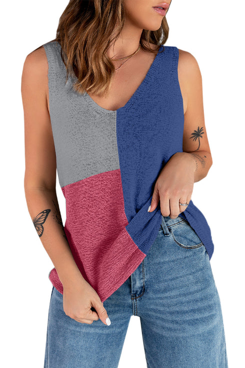 Color Block Knitted Tank Top